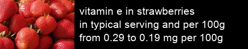 vitamin e in strawberries information and values per serving and 100g